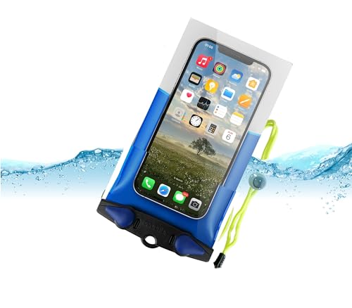 Aquapac Waterproof Phone Case, Medium, Blue | iPhone and Android, Made in The UK, Hiking, Mountain Biking, Running Accessory, Floating, IPX8 certified to 30 ft deep.