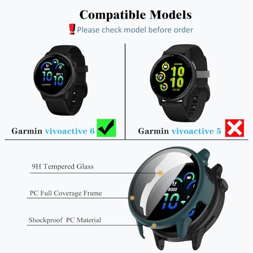 [4-Pack vivoactive 6 Screen Protector Case Compatible with Garmin vívoactive® 6 Smart Watch, Ultra-Thin Scratch Resistant Cover with Tempered Glass for Women Men