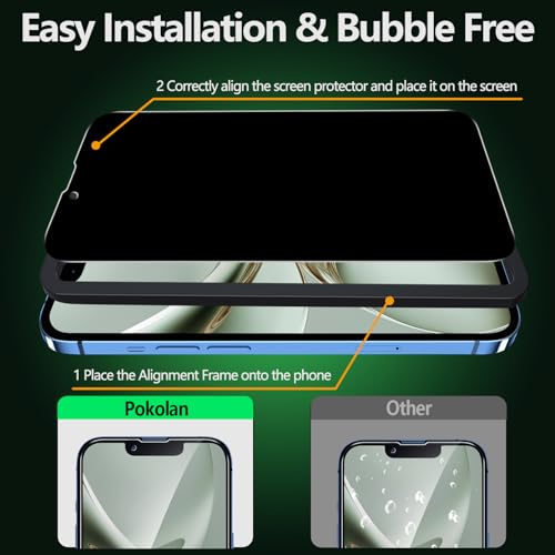 Pokolan Privacy Screen Protector for iPhone 13 Pro Tempered Glass Film - size: iPhone 13 Pro