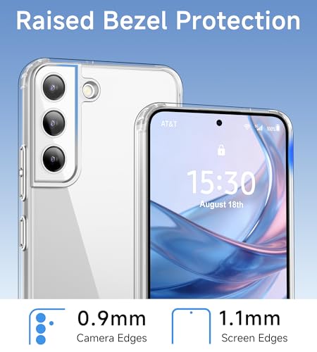 USLAI Case for Samsung Galaxy S22 5G, Anti-Yellowing, Crystal Clear Back, Shockproof & Military‑Grade Drop Protection - Transparent - color: Clear, size: Galaxy S22
