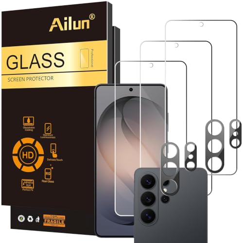 Ailun Glass Screen Protector for Galaxy S26 Ultra [6.9 Inch] 3Pack + 2Pack Camera Lens Tempered Glass Fingerprint Unlock 0.25mm Ultra Clear Anti-Scratch Case Friendly [Not For S26/S26 Plus] - color: Transparent, size: S26 Ultra 6.9 inches
