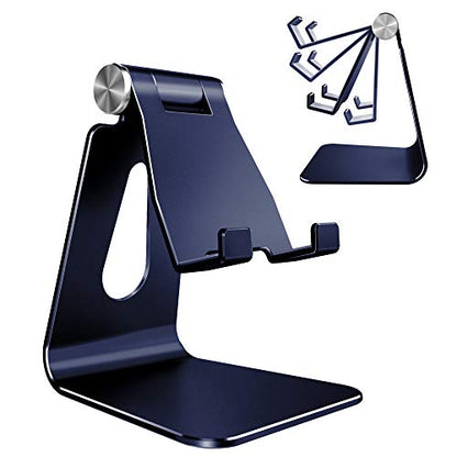 CreaDream Aluminum Cell Phone Stand, Adjustable Phone Holder for Desk - color: Navy Blue