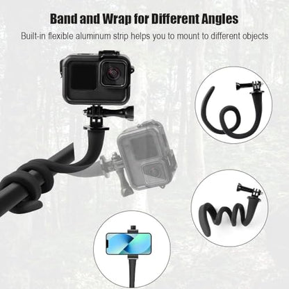 Taisioner Flex Mount Stroller Phone Holder Selfie Stick Gooseneck for Treadmill Bike Shopping Cart Boat Smartphone Suitable with GoPro Hero 12/11/10/9/8/7/6/5/4 AKASO Insta360 - style: Straight