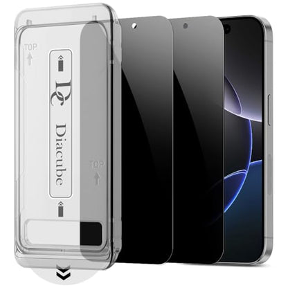 2 PACK Privacy Screen Protector for iPhone 16 Pro, [27° Anti-Spy] 9H Hardness Shatterproof Tempered Glass with [Easy Installation Frame with Auto Dust Removal] Bubble Free, Case-Friendly, HD Full Coverage - size: iPhone 16 Pro