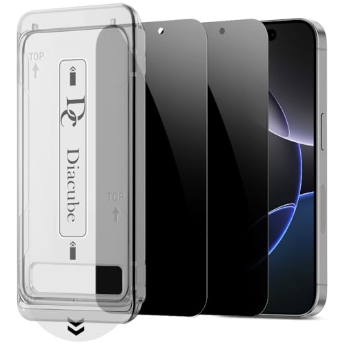 2 PACK Privacy Screen Protector for iPhone 16 Pro, [27° Anti-Spy] 9H Hardness Shatterproof Tempered Glass with [Easy Installation Frame with Auto Dust Removal] Bubble Free, Case-Friendly, HD Full Coverage - size: iPhone 16 Pro