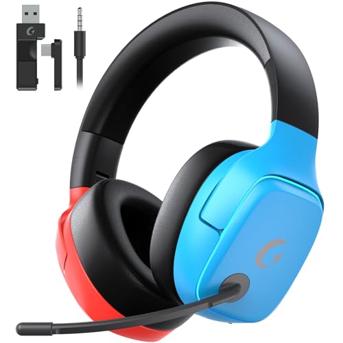 Gvyugke 2.4GHz Wireless Gaming Headsets for PS5, PS4, PC, Switch, Blue Red - color: BlueRed