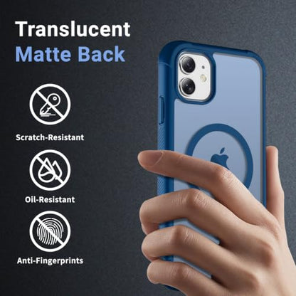 jaroco Magnetic for iPhone 11 Case Heavy Duty Protection Deep Blue | Compatible with MagSafe,Military Grade Drop Protection,Translucent Matte,Non-Slip,Shockproof 2-Layer Durable Bumper Case - color: Deep Blue, size: iPhone 11