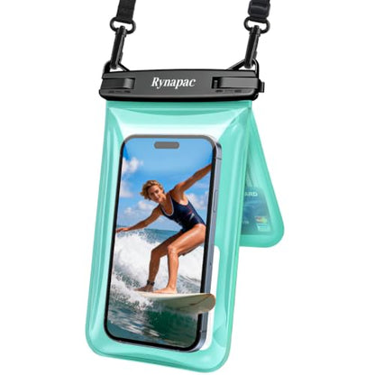 Rynapac Waterproof Phone Pouch Floating [Up to 8.5''] - 1 Pack IPX8 Dry Bag | Double Space, Touchscreen, Underwater Photography, for iPhone 17 16 15 14 Pro Max, Includes Lanyard, Beach Cruise Essentials - color: Green - 1 Pack