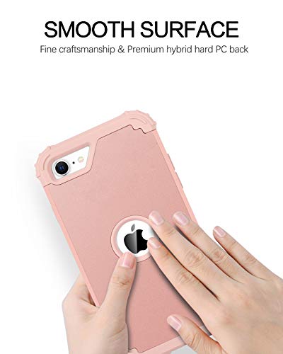 BENTOBEN for iPhone SE 2022 Case and Phone Case iPhone SE 2020, Heavy Duty 3 in 1 Full Body Rugged Shockproof Hybrid Hard PC Soft Rubber Bumper Drop Protective Girl Women Boy Men SE Cover, Rose Gold - color: Rose Gold