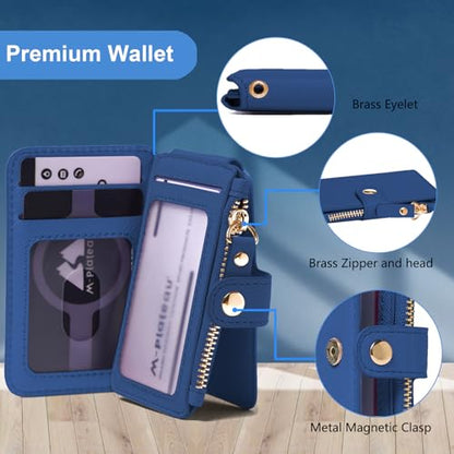 M-Plateau Phone Wallet Stick On with Attachable Sticker | Credit Card Holder for Women Phone case Stick on Attachable Credit Card Holder for Phone (Compatible with Most Smartphones) - color: Dark Blue