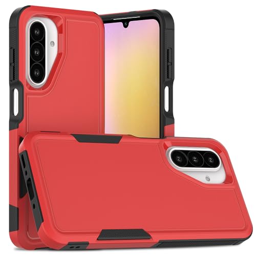 for Samsung Galaxy A17 Case: Dual Layer Protective Heavy Duty Cell Phone Cover Shockproof Rugged with HD Screen Protector - Military Protection Bumper Tough for Samsung Galaxy A17 5G 2026, Red - color: Red (PC) + Black (TPU)