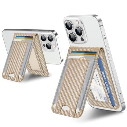 for MagSafe Wallet with Adjustable Stand, 9 Card Holder, Open ID Window - color: Gold
