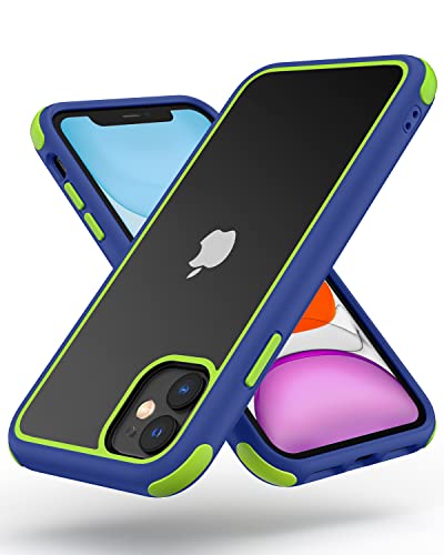 Mobnano for iPhone 11 Crystal Clear Case, with Multicolor Protective Shockproof Bumpers, Not Yellowing Anti Scratch Transparent Hard PC Back & Soft Silicone TPU Frame Cover (Blue/Green) - color: Blue/Green, size: iPhone 11