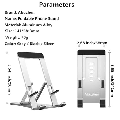 Portable Phone Stand for Desk, Aluminum Adjustable Cell Phone Holder, Foldable Travel Cellphone Dock Compatible with All Phones (A-Silver) - color: A-Silver