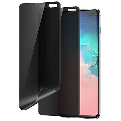 Galaxy S10 Plus Privacy Screen Protector, Self Healing Support Fingerprint Unlocking Full Coverage Flexible Film, 2-Way Anti Spy Nano Shield for Samsung Galaxy S10 Plus / S10+, 2 Pack