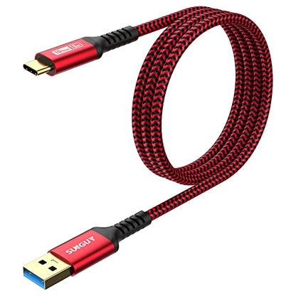 SUNGUY 10Gbps Android Auto USB Cable 3FT, 3A USB C 3.1 Gen2 Cable Data Transfer, USB C CarPlay Cable Fast Charging Compatible with iPhone 17/16/15 Series, Samsung Galaxy S25 S24 Ultra, Pixel - color: Red, size: 3FT