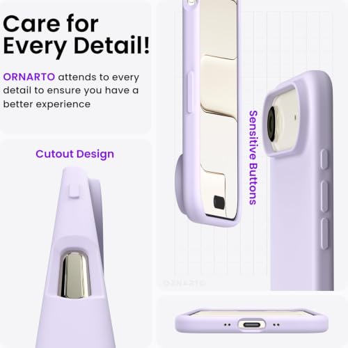 ORNARTO for iPhone Air Case 6.5", Slim Liquid Silicone 3 Layers Soft Gel Rubber Shockproof Protective Cover with Anti-Scratch Microfiber Lining-Pastel Lilac - color: Pastel Lilac
