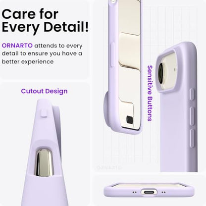 ORNARTO for iPhone Air Case 6.5", Slim Liquid Silicone 3 Layers Soft Gel Rubber Shockproof Protective Cover with Anti-Scratch Microfiber Lining-Pastel Lilac - color: Pastel Lilac
