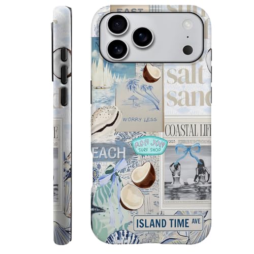 Case Compatible with iPhone 17 Pro Max,Fall Prevention Hybrid 2-Layer Hard Shell Phone Cover for Girls Boys,Beach Coast Collage - color: Beach Coast Collage, size: iPhone 17 Pro Max