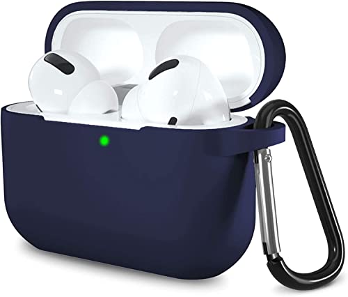 Lerobo for AirPod Pro Case, Soft Silicone Cover with Keychain, Navy Blue - color: Navy Blue
