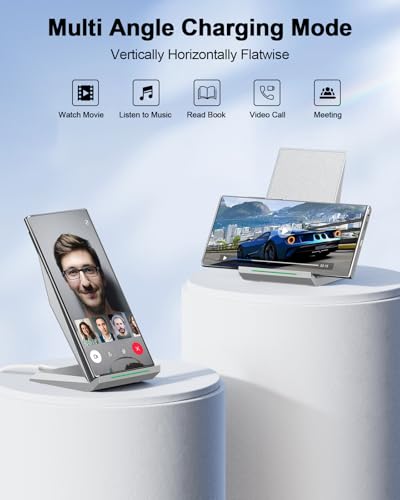 Fast Wireless Charger, NANAMI Wireless Charging Stand Compatible iPhone 18 Pro/18 Pro Max/17/17 Air/17 Pro/16/15/14, Desktop Charger Dock Phone Charging Stand for Samsung Galaxy S26/S25/S24/S23 - color: Elegant Silver