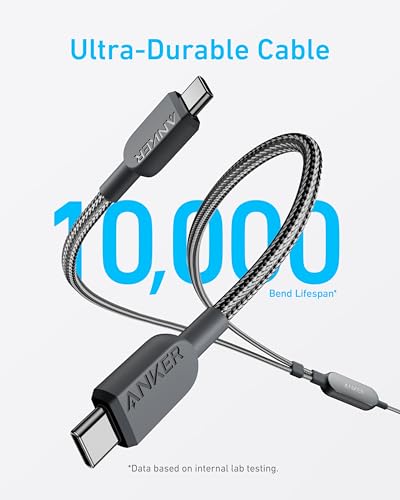 Anker 2-in-1 USB C to USB C Cable, 140W Max (1-Pack, 4 ft, Black) - color: Black, size: 4FT