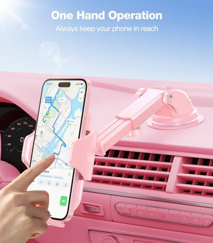 VICSEED [True Strongest Suction [Rally Racing-Grade Stability] Phone Holders for Your Car 2026 Upgraded Car Phone Holder Mount Truck Stand Cradle for iPhone Samsung All Phones, Pink - color: PInk