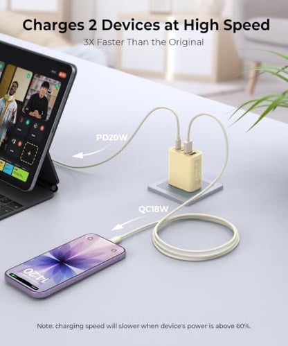 [2-Pack] USB Fast Charging Block, 4-Port 40W Multiple Charge Adapter - color: 40W 2Pack Soft Yellow