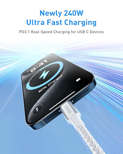 Huukein 240W USB C to USB C Cable 8ft, Long USB C to C Cable Fast Charging