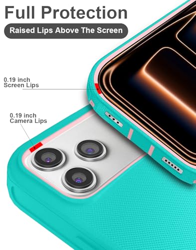 for iPhone 17 Pro Max Case with 2 Camera Lens Protector & 2 Screen Protector, Heavy Duty Full Body Protective Phone Case 6.9" (TealPink) - color: 17 Pro Max-TealPink