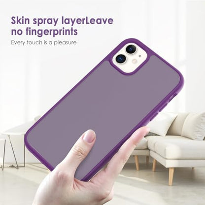 TENOC Phone Case Compatible with iPhone 11, Dark Purple Case Translucent Protective Bumper Matte Hard Back Cover for 6.1 Inch - color: Dark Purple, size: iPhone 11