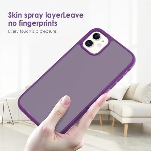 TENOC Phone Case Compatible with iPhone 11, Dark Purple Case Translucent Protective Bumper Matte Hard Back Cover for 6.1 Inch - color: Dark Purple, size: iPhone 11