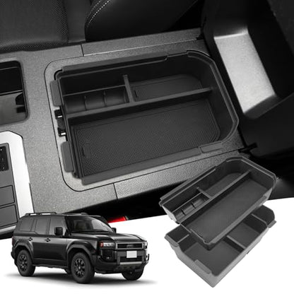 Compatible with Toyota Land Cruiser 250 Center Console Tray for Toyota Land Cruiser Accessories for 2024 2025 Toyota Land Cruiser 1958/Land Cruiser Middle Console Tray Double Layer (Not Fit Cool Box) - size: 3) Land Cruiser 2024-2027 Double Layer Tray