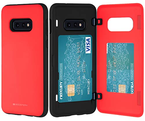 GOOSPERY Magnetic Door Bumper Compatible with Galaxy S10e, Card Holder Wallet Case Easy Magnet Auto Closing Protective Dual Layer Sturdy Phone Back Cover - Red - color: Red, size: Galaxy S10E