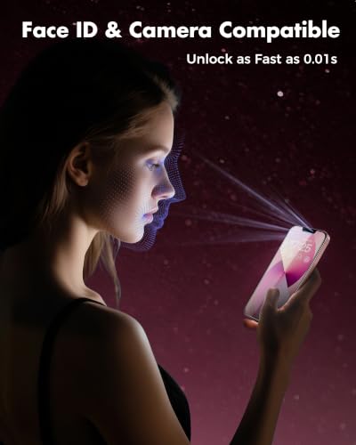 UNBREAKcable 4PCS Screen Protector for iPhone 13-2 Privacy Tempered Glass+2 Clear Glass Double Shatterproof [Easy Installation Frame] [9H Hardness] [Case Friendly] Anti-Scratch for iPhone 6.1 inch - size: iPhone 13