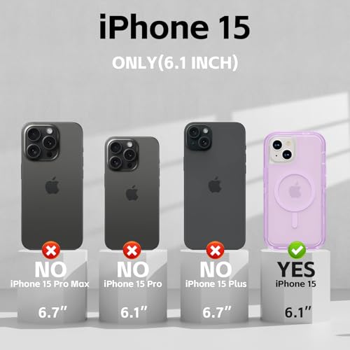 Follaroma Magnetic for iPhone 15 Case, Heavy Duty Phone Cases, Purple, 6.1" | Compatible with MagSafe, Heavy Duty Shock proof Protection, Military-Grade Anti-Drop, Dual Layer Transparent Protective Cover - color: Purple, size: iPhone 15 6.1''
