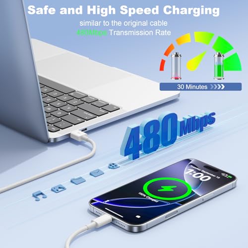 Car CarPlay Cable for iPhone 17/16/15 Pro Max Air 3FT USB A to USB C Cable - color: White, size: 3FT