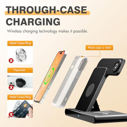 Wireless Charger Fast Charging Station 3 in 1 Charger Stand Travel
