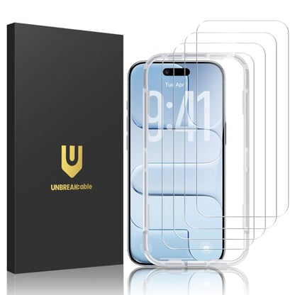UNBREAKcable 4-Pack iPhone Air Screen Protector, 9H Hardness | 9H tempered glass | 99.99% HD clarity | Double Shatterproof|alignment frame easy install | case-friendly - size: iPhone Air