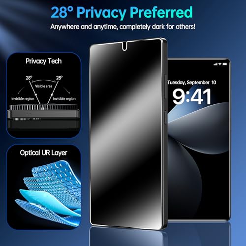 3 Pack for Samsung Galaxy S24 Ultra Privacy Screen Protector 100% Fingerprint Unlock Compatible, Anti-Spy Flexible EPU Protective Film, Case Friendly, Scratch-Resistant, Sensitive Touch - size: Samsung Galaxy S24 Ultra