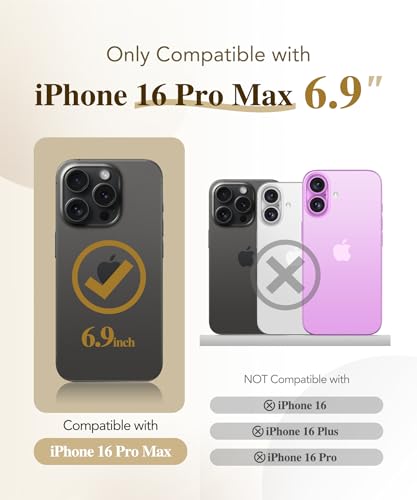 BERFY Magnetic for iPhone 16 Pro Max Case 6.9", [Compatible with Magsafe] Built-in 9H Tempered Glass Screen Protector & Upgraded Camera Protection, Full-Body Plating Phone Case for 16 ProMax, Black