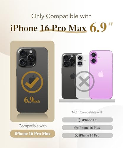 BERFY Magnetic for iPhone 16 Pro Max Case 6.9", [Compatible with Magsafe] Built-in 9H Tempered Glass Screen Protector & Upgraded Camera Protection, Full-Body Plating Phone Case for 16 ProMax, Black