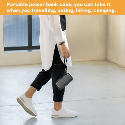 Power Bank Case for Anker 313/523 10000mAh Portable Charger, Hard Shell | Black Case with Elastic Strap, Mesh Cable Pocket and Hand Strap, Compact Storage for Work, Daily Carry and Travel, Case Only