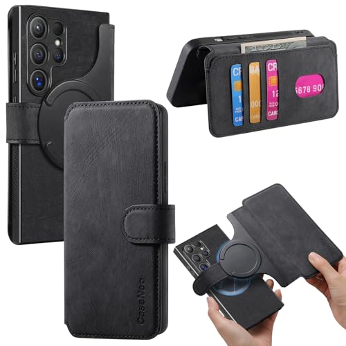 2 in 1 Wallet Case for Samsung Galaxy S22 Ultra CMG Black | PU Leather Magnetic Flip Folio Case with RFID Blocking Card Holder, Credit Card Slots Kickstand, Shockproof Protective Cover - color: Black, size: Samsung Galaxy S22 Ultra