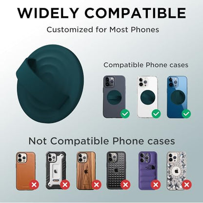 Magnetic Phone Grip for MagSafe, Silicone Ring Grip, Dark Green - color: Dark Green
