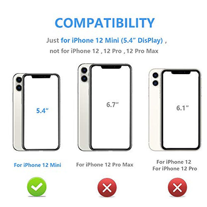 ONETOP for iPhone 12 Mini Wallet Case with Card Holder,Gray - color: Gray