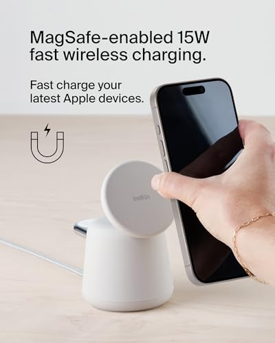 Belkin MagSafe 15W 2 in 1 Wireless Charging Dock, Fast Charger - color: Sand, style: Gen 1