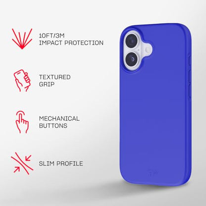 Tech21 EvoLite Case for iPhone 17 – Electric Blue | Slim Protective Case | Impact Protection | Wireless Charging Compatible - color: Blue, size: iPhone 17