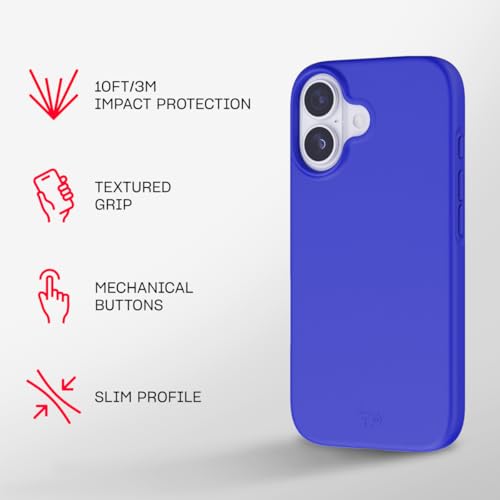 Tech21 EvoLite Case for iPhone 17 – Electric Blue | Slim Protective Case | Impact Protection | Wireless Charging Compatible - color: Blue, size: iPhone 17