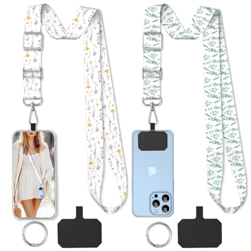 2 Pack Phone Lanyard Cell Phone Lanyard Crossbody Adjustable Phone Strap for Use Around the Neck Cell Phone Lanyard - color: Wildflower